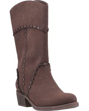 Rocket Dog Rowdy Faux Leather Dark Heeled Mid Calf Boots - Brown