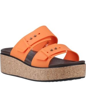 Crocs™ Brooklyn Buckle Low Wedge Sandals - Orange