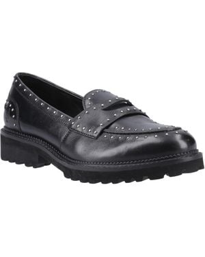 Hush Puppies Genie Leather Standard Loafers - Black
