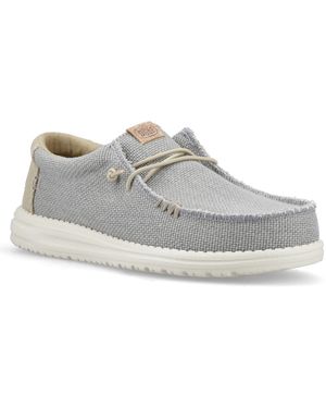 HEYDUDE Wally Braided Polyester Flannel/ Moccasins Shoes - Grey