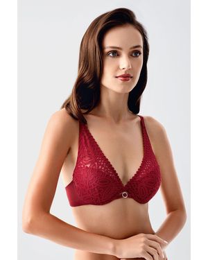 C&City Push-Up-Bh Mit Spitzendetail C18345 Burgund Für Damen - Rot
