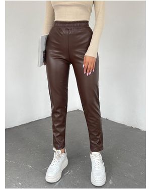 Modamorfo Lederhose Mit Elastischem Bund – Für Damen - Grau