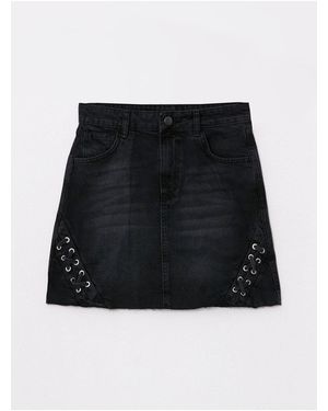 LC Waikiki Gerade Geschnittener Rodeo-Jeansrock - Schwarz
