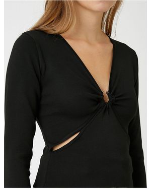Koton Strickpullover mit fensterdetail - Schwarz
