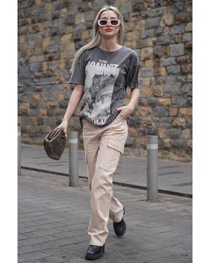 Madmext Beigefarbene Cargohose Mit Taschendetails Mg1602 Für Damen - Grau
