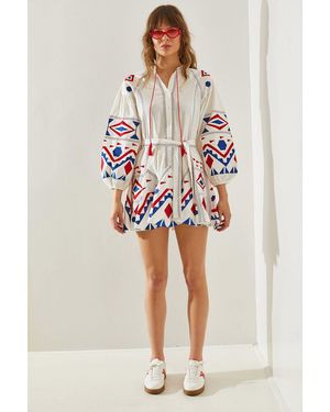 Bianco Lucci Besticktes Minikleid Mit Rüschen Für Damen - Weiß
