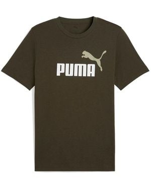 PUMA T-Shirt Ess 2 Color No. 1 Logo Tee, Rundhals, Kurzarm, Uni Für Herren - Grün