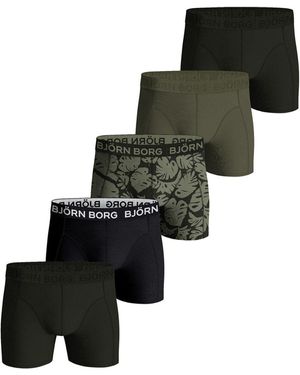 Björn Borg Boxershorts, 5Er Pack Cotton Stretch Boxer, Unterhose, Baumwolle, Logobund Für Herren - Schwarz
