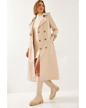 Bianco Lucci Garni Windjacke Detail Clamshell Trenchcoat 2488 Für Damen - Natur