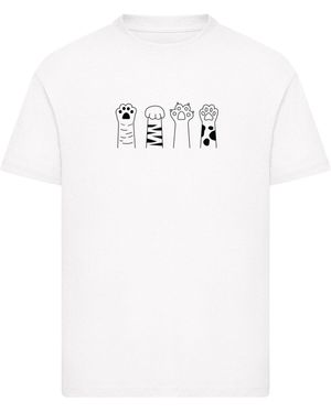 Merchcode Kids Cat Paws Basic T-Shirt Für Herren - Weiß
