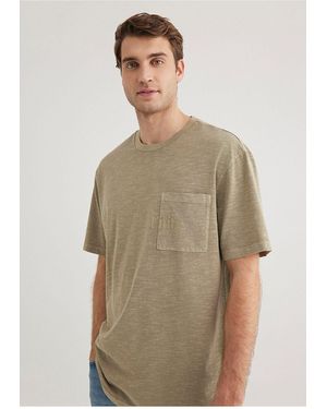 Mavi Bedrucktes Beiges T-Shirt Mit Lockerer Passform Lockere, Entspannte Passform -70360 Für Herren - Braun