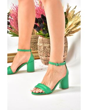 Fox Shoes Grüne Schuhe Mit Dickem Absatz Und Einzelband 09 Für Damen