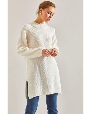 Bianco Lucci Rollkragen-Strickkleid Für Damen - Natur