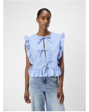 Object Oberteil Ohne Ärmel Gestreiftes Für Damen - Blau