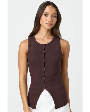 Madmext Braune Strickweste Mit Null-Manschettenknöpfen Mg2102 Für Damen - Lila