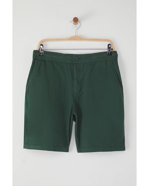 Trendyol Dunkelgrüne, Locker Sitzende Baumwoll-Schnürshorts Für Herren