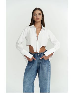MAİ COLLECTİON Brendon Weißes Crop-Shirt Für Damen - Blau