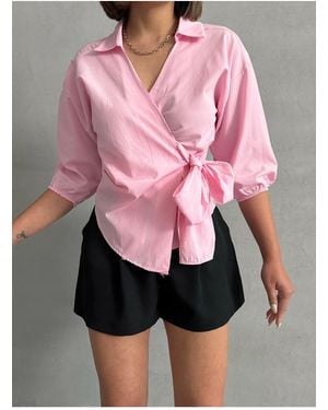 BEJNA Rosafarbenes Hemd Mit Seitlicher Schnürung Für Damen - Pink