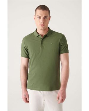 AVVA 100% Baumwolle Cool Halten Polo Kragen T-Shirt E 001004 Für Herren - Grün