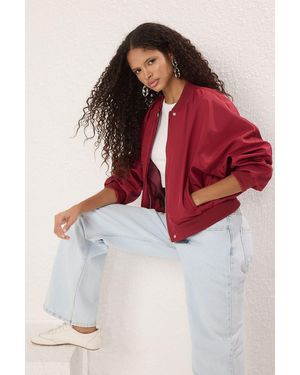 Trendyol Übergroßer Weinroter Mantel – Für Damen