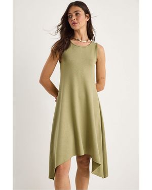Bianco Lucci Sommerkleid Aus Modal Mit Asymmetrischem Schnitt Und Dicken Trägern, Bequem, 4034 Für Damen - Grün