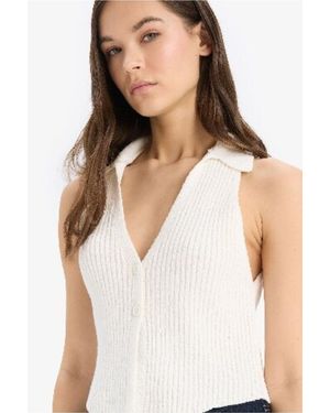 Defacto Coool Slim Fit Slim Fit Geknöpfte Strickweste D3584Ax25Sp Für Damen - Natur