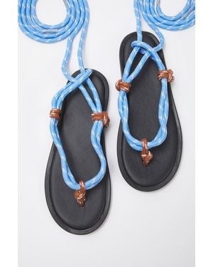 Trendyol Mehrfarbige Sandalen Mit Seildetails Für Damen - Blau
