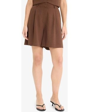 Defacto Leinenmischungs-Shorts Mit Hoher Taille Und Kurzem Bein Für Damen - Braun