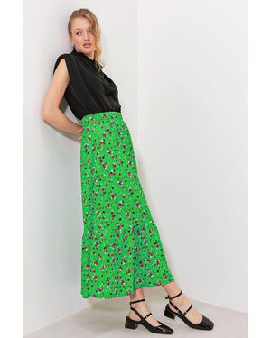 Bigdart Grüner, Langer Strickrock Mit Blumenmuster 1886 Für Damen