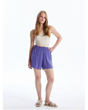 LC Waikiki Gerade Shorts – Elastische Taille Für Damen - Blau