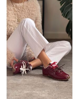 NİŞANTAŞI SHOES Fabian Burgundy Matte Flache Sohle Schnürschuhe Für Damen - Braun