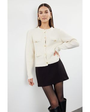 Trendyol Strickjacke Aus-Baumwolle – Jackenoptik, Für Damen - Weiß