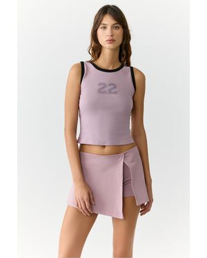 Urban Beat Jenny Urbanbeat T-Shirt Mit Rundhalsausschnitt, Ärmellosem Aufdruck Und Detailliertem Dusty Rose-T-Shirt Für Damen - Mehrfarbig