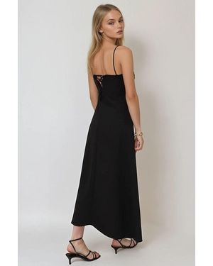 Trend Alaçatı Stili Schwarzes Arobin-Kleid Mit Verstellbarem Träger Und Schnürung Am Rücken Für Damen - Weiß