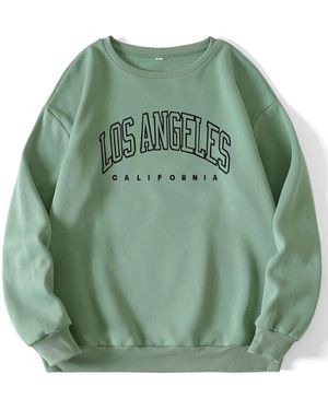 MODAGEN Mintgrünes, Bedrucktes -Sweatshirt Mit Rundhalsausschnitt Von Los Angeles, Kalifornien