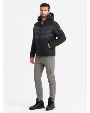 Ombre Steppjacke Mit Hohem Kragen V1 Xxl Für Herren - Schwarz
