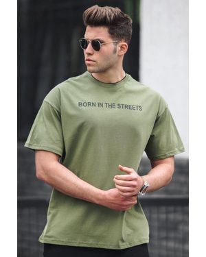Madmext Khakifarbenes T-Shirt Für Herren - Grün