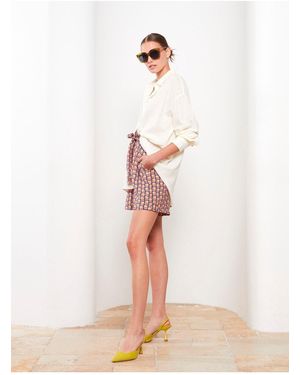 LC Waikiki Hohe Taille, Bequeme Passform, Gemusterte Shorts Für Damen - Orange