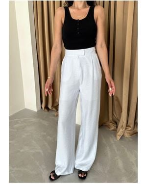 My Blog Weiße Hose Mit Weitem Bein Aus 100 Baumwolle Mit Seitlichen Knöpfen – 3508 Für Damen