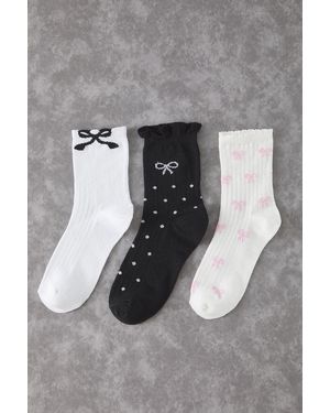 Trendyol Mehrfarbige 3-Teilige Bedruckte Jacquard-Stricksocken Für Damen - Grau