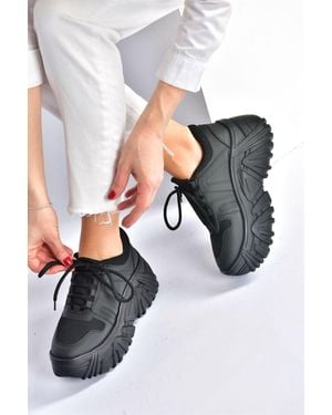 Fox Shoes Schwarze Sneaker Mit Dicken Sohlen, Sportschuhe 09 Für Damen