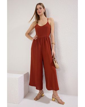 Trendyol Fliesenoverall Mit Weitem Bein – Für Damen - Rot