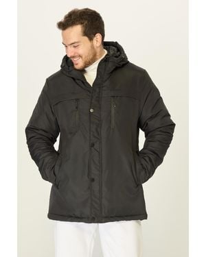 D1fference Schwarzer, Winddichter Winterparka Mit Kapuze – Mantel Und Mantel Für Herren