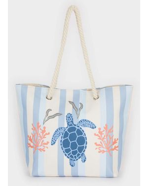 Defacto Strandtasche Mit Schildkrötenmuster Für Damen - Blau