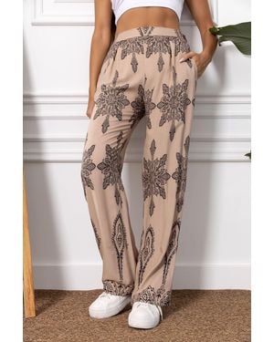 armonika Nerzgemusterte Hose Mit Weitem Bein Für Damen - Braun