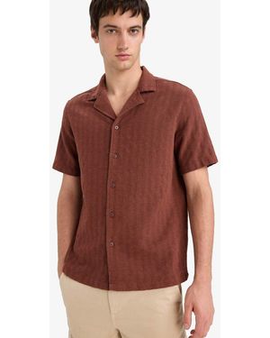 Defacto Regular Fit Polokragen Jacquard Kurzarmhemden Für Herren - Rot