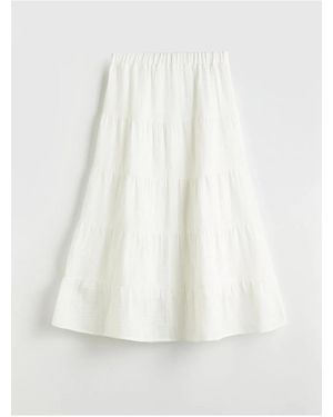 LC Waikiki Xside Weißer Faltenrock Mit Elastischem Bund Für Damen