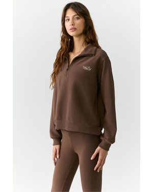 Urban Beat Emiya Urbanbeat Sweatshirt Mit Stehkragen Und Reißverschluss, Relaxed Für Damen - Braun