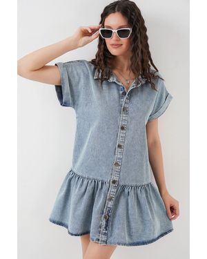 Bigdart Kurzes Jeanskleid 2530 – Für Damen - Blau