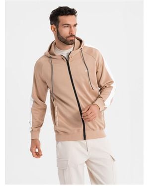 Ombre Kapuzensweatshirt Mit Offenem Reißverschluss Und Paspelierung V4 Xxl Für Herren - Natur